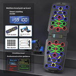 Multifunctional push-up board with digital display and colorful design on a dark background