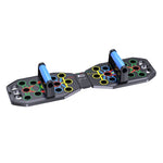 Board game component with colorful pegs on a white background