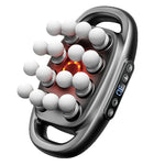 Massage roller device with white balls and control panel on a white background