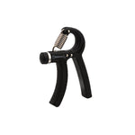 Black hand grip strengthener on a white background